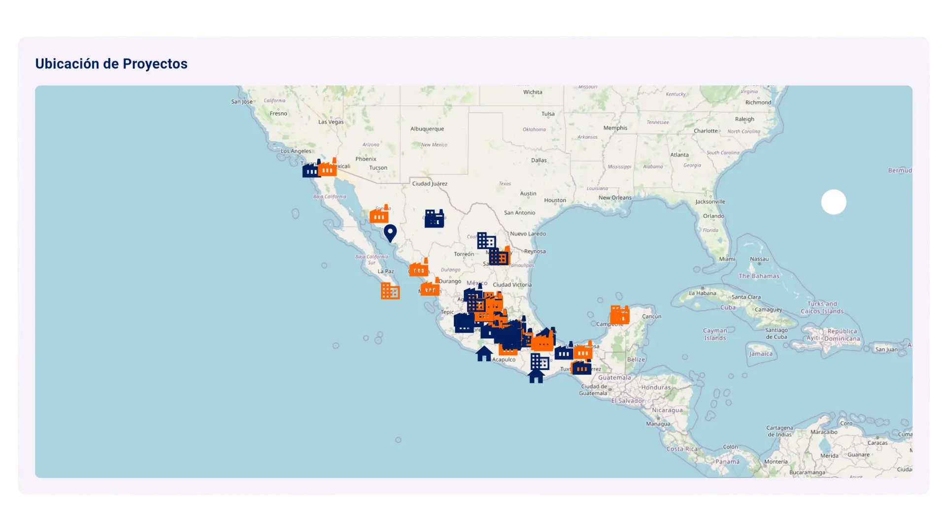 Ubicación de proyectos solares de NXTSolar en México